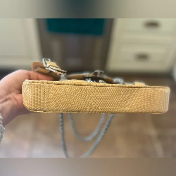 Authentic Vintage Ralph Lauren Collection lizard Skin Chain Handle Handbag - Picture 5 of 16